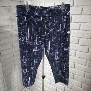 Pure NRG Athletics Ladies Size Large Purple & Black Pattern Crop Leggings